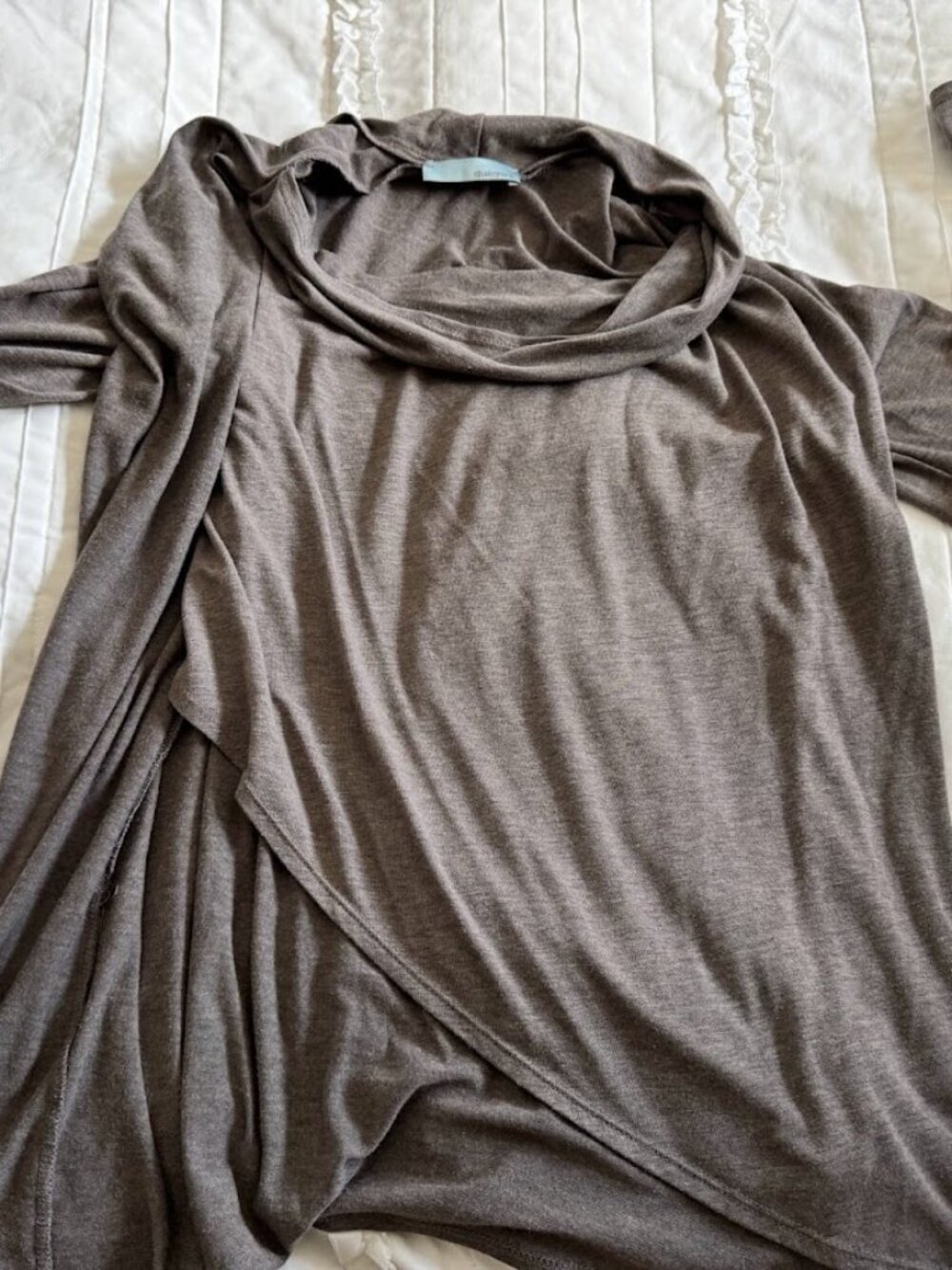 Chatoyant Womans XL Brown Knit Cowneck Long Sleeve Blouse